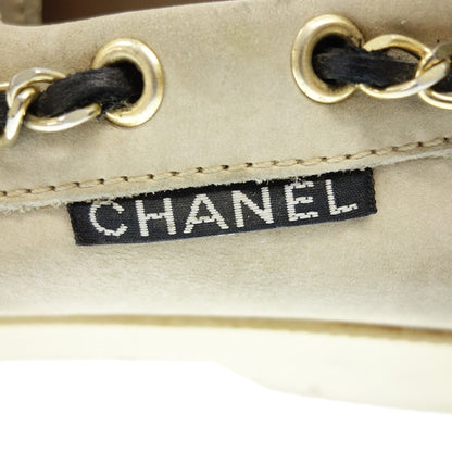 Used ◆CHANEL deck shoes ladies suede ladies beige CHANEL [AFC4] 