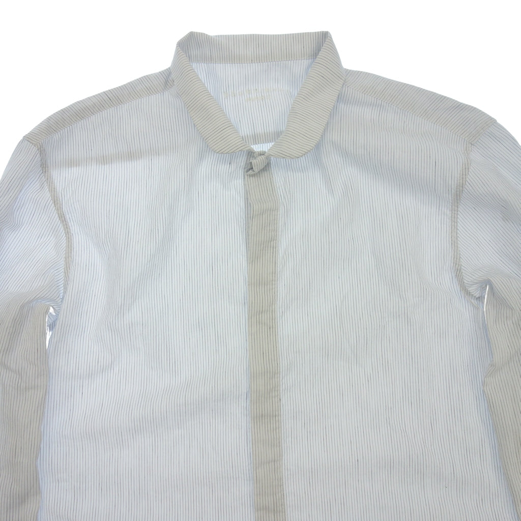 Very good condition◆Brienne Paris This Striped Shirt 23-050-050-0363-1-0 Cotton x Linen Men's White Size L bourrienne paris x [AFB4] 