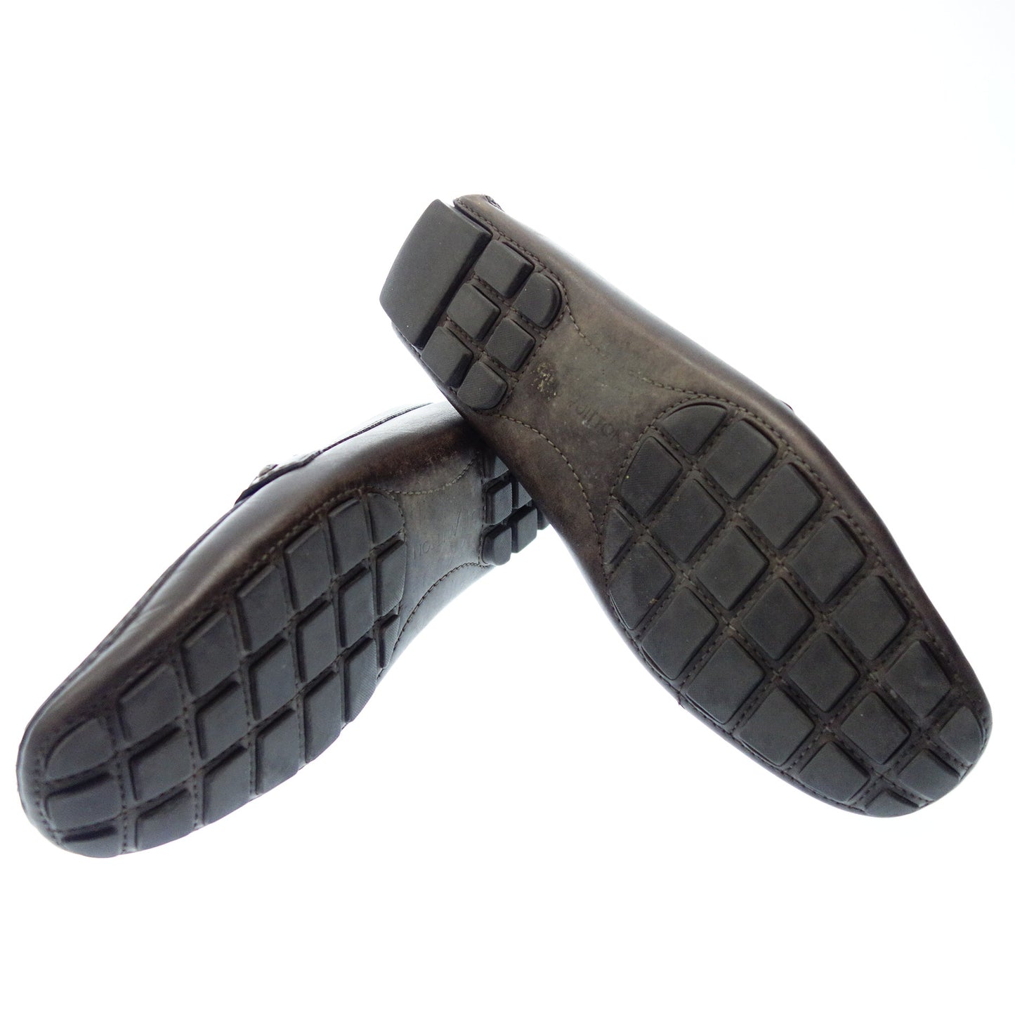 Used ◆Louis Vuitton Leather Loafers LV Hardware Silver Hardware FA0183 Men's Brown 11 LOUIS VUITTON [AFC30] 