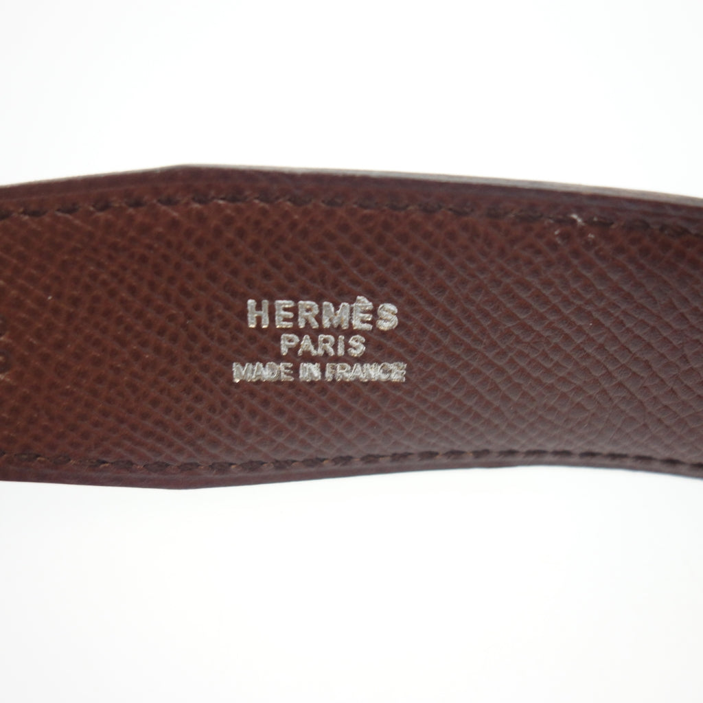 美品◆エルメス レザーベルト Hバックル ミニコンスタンス シルバー金具 Z刻印 黒×茶 HERMES【AFI13】