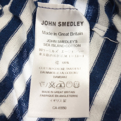 二手◆JOHN SMEDLEY×TODD SNYDER 针织T恤 短袖 边框图案 棉质 男士 海军蓝×白色 尺码 S JOHN SMEDLEY×TODD SNYDER [AFB26] 