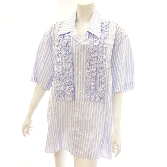 Good condition◆VAQUERA Frill shirt VAQ01B007 20SS Short sleeve striped women's Blue Size S VAQUERA [AFB19] 