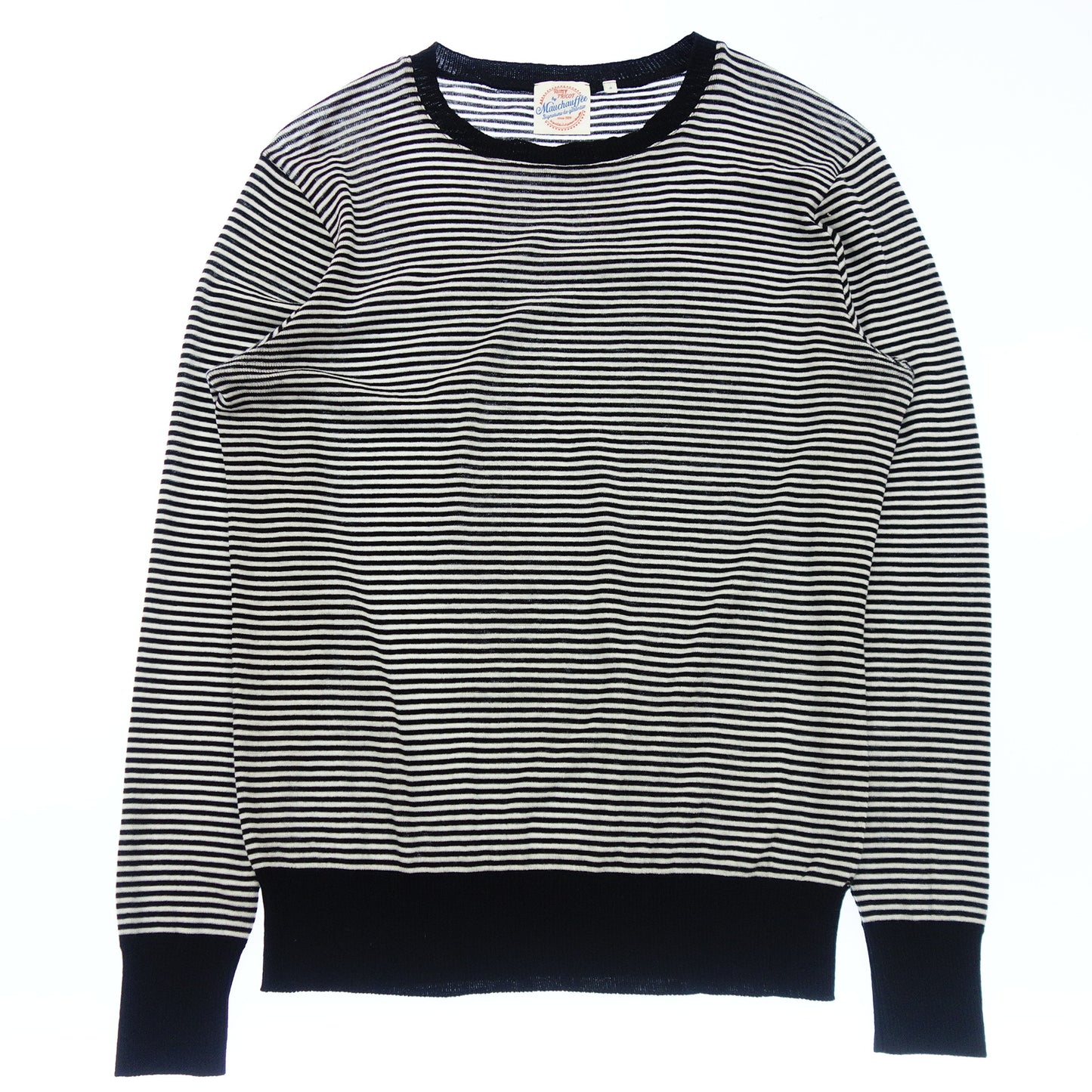 MAUCHAUFFEE Knit Sweater Mini Border Crew Neck Men's 2 Black/White AIME TRICOT by MAUCHAUFFEE [AFB41] [Used] 