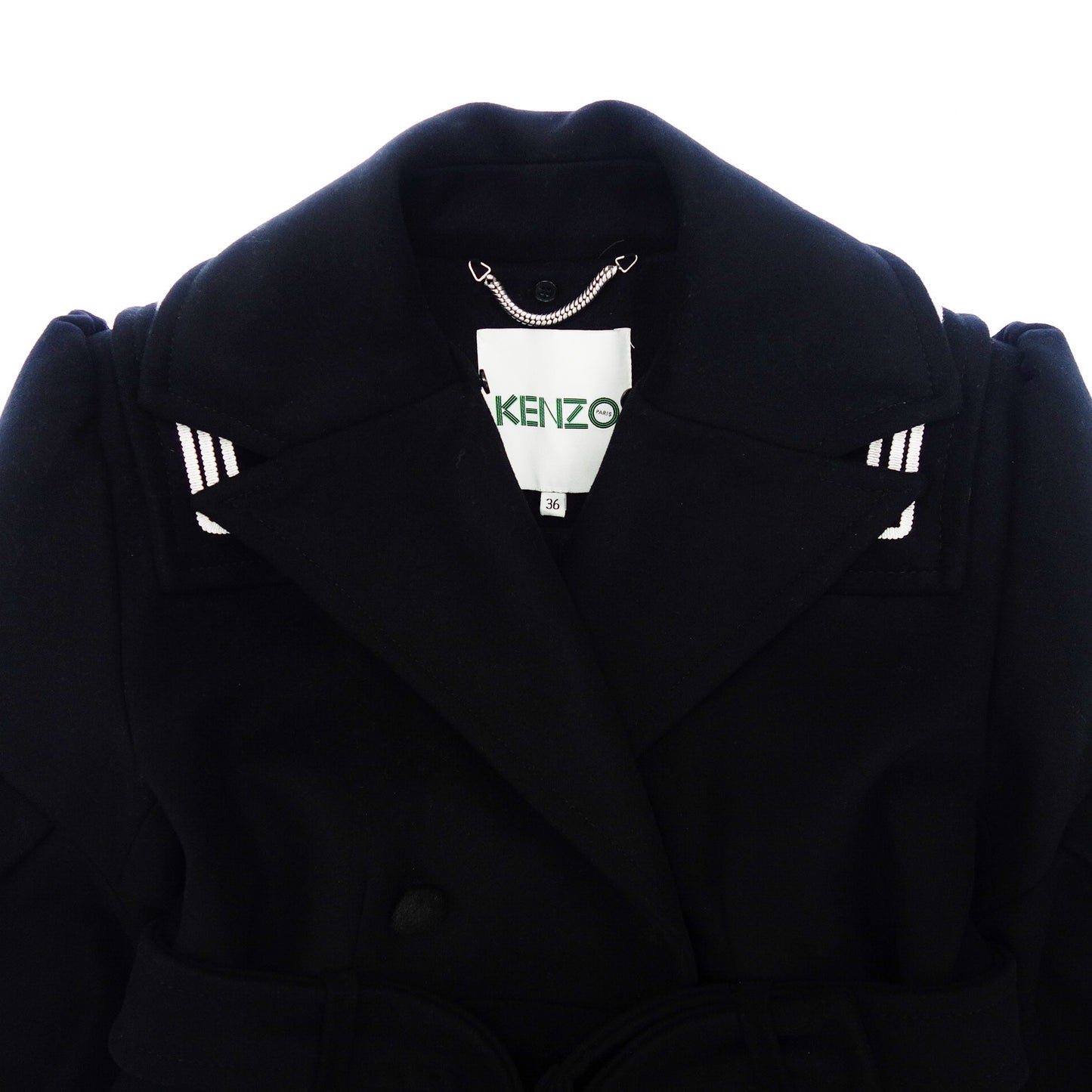 KENZO Sailor Coat Back Logo Embroidery Wool &amp; Cashmere Women's 36 Black KENZO [AFB34] [Used] 