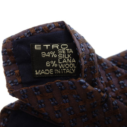 Good condition◆ETRO tie silk blend navy x brown ETRO LA NUOVA TRADIZIONE [AFI19] 