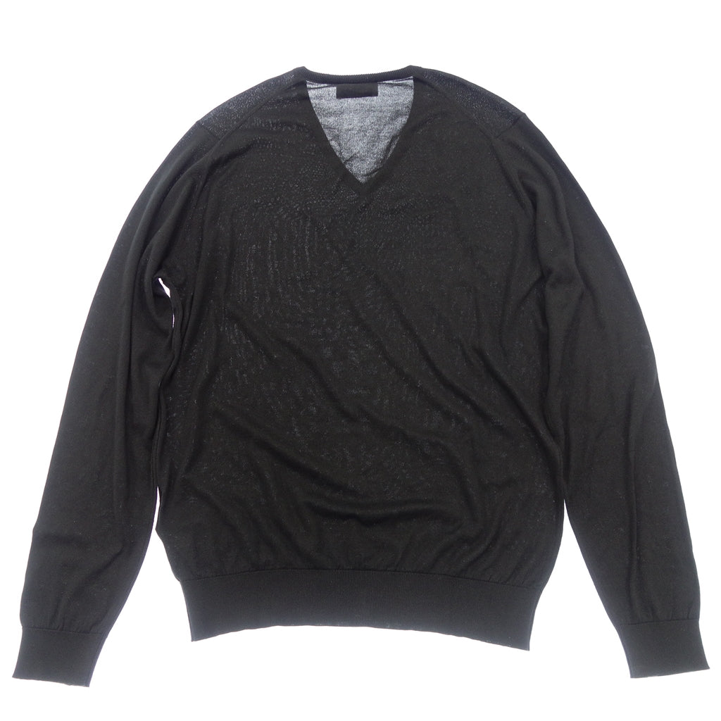 Very good condition ◆ JOHN SMEDLEY V-neck knit sweater Sea Island cotton 30 gauge Men's Size M Black JOHN SMEDLEY [AFB12] 