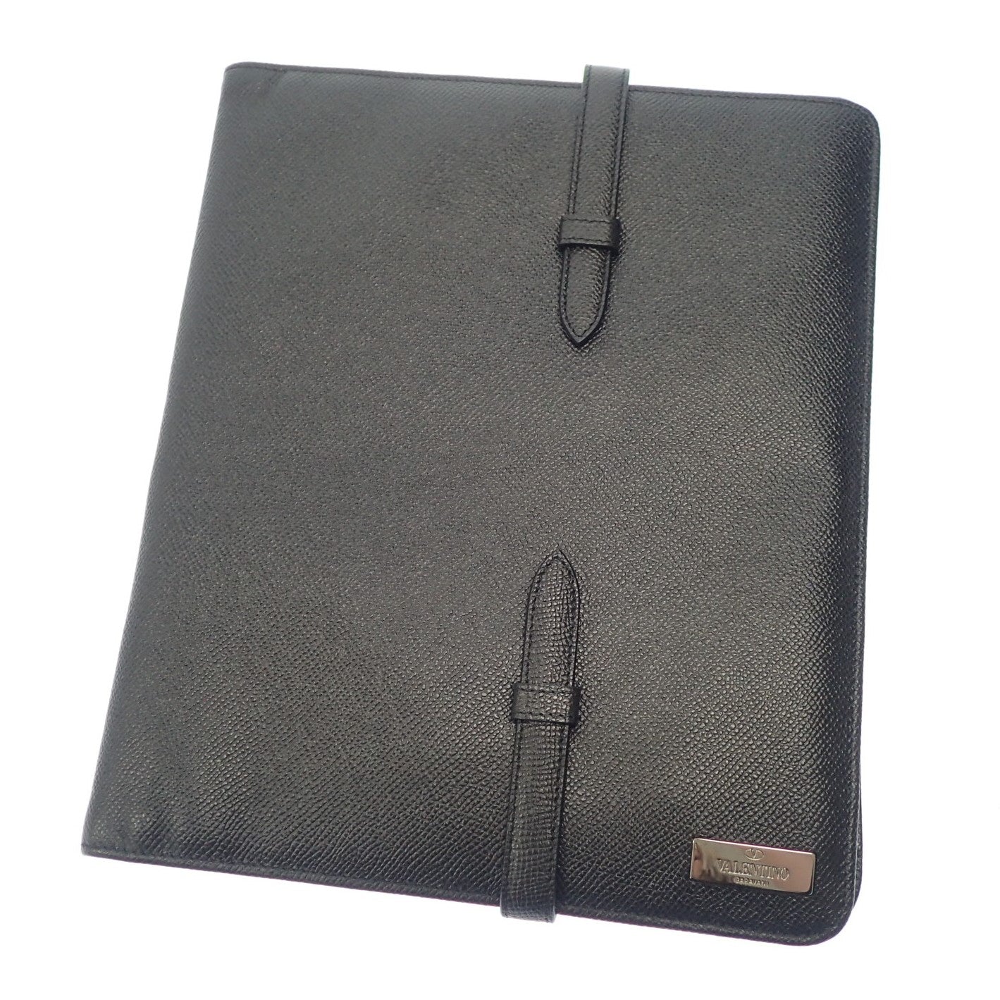 Very good condition◆Valentino Garavani Tablet Case Leather Black VALENTINO GARAVANI [AFI20] 