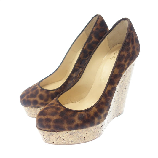 Used ◆ Christian Louboutin Haraco Leather Wedge Sole Pumps Ladies 35 Brown Christian Louboutin [AFC6] 