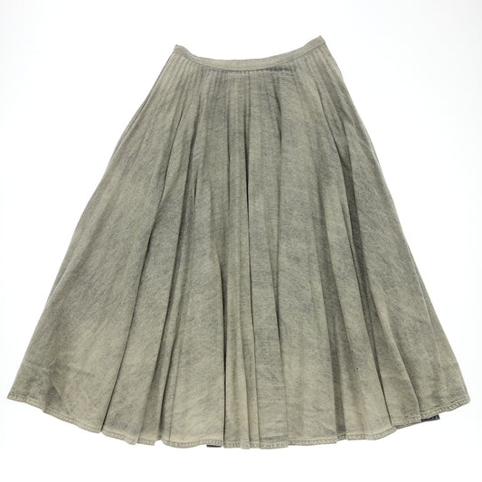 Good Condition◆Christian Dior Long Skirt Pleats Washed 052J04A3634 Blue Size 36 Women's Christian Dior [AFB20] 