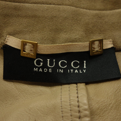 Used ◆ Gucci Leather Jacket Suede Leather Belt Design Beige Size 40 Ladies GUCCI [AFA9] 