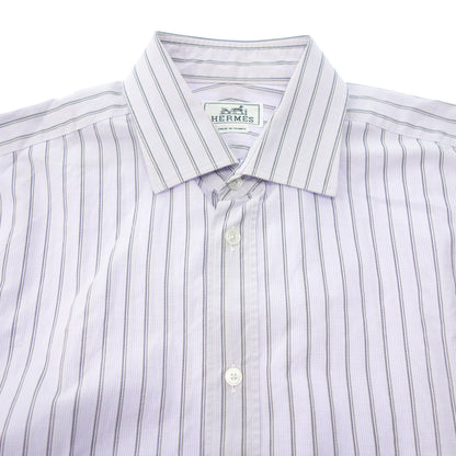 Hermes long sleeve shirt striped serie button men's purple 41 HERMES [AFB17] [Used] 