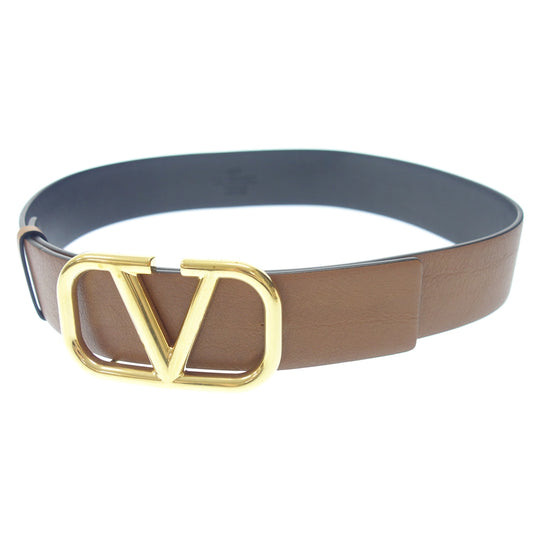 Good Condition◆Valentino Garavani Leather Belt V Logo Reversible Brown Gold Hardware RW0T0S11ZHY Size 70 Valentino Garavani [AFI14] 