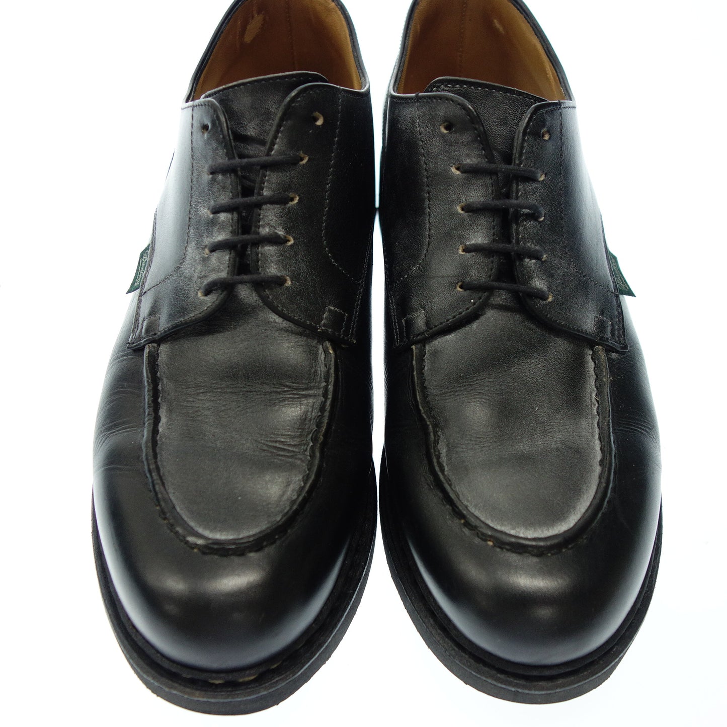 Good Condition ◆ Paraboots Leather Shoes U Tip Chamboard Men's 7.5 Black Paraboot CHAMBORD [LA] 