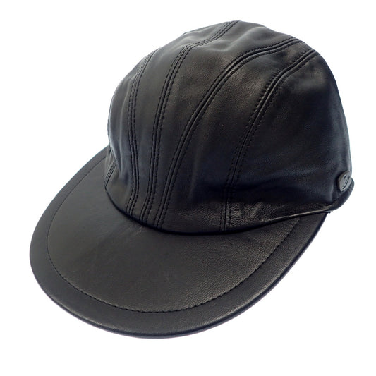 Very good condition ◆Borsalino Cap Hat Lamb Leather Black Size 60 Borsalino [AFI21] 