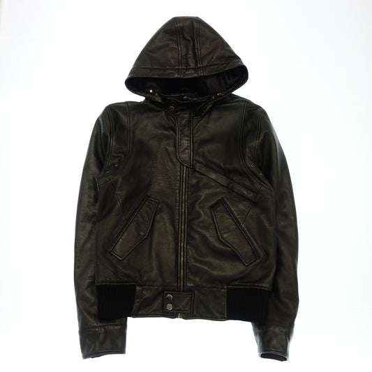 Emporio Armani Leather Jacket Blouson Zip Up Lambskin Men's 54 Black EMPORIO ARMANI [AFG1] [Used] 