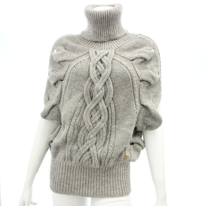 Gucci Cable Knit Poncho Alpaca Wool Women's Gray S GUCCI [AFB12] [Used] 