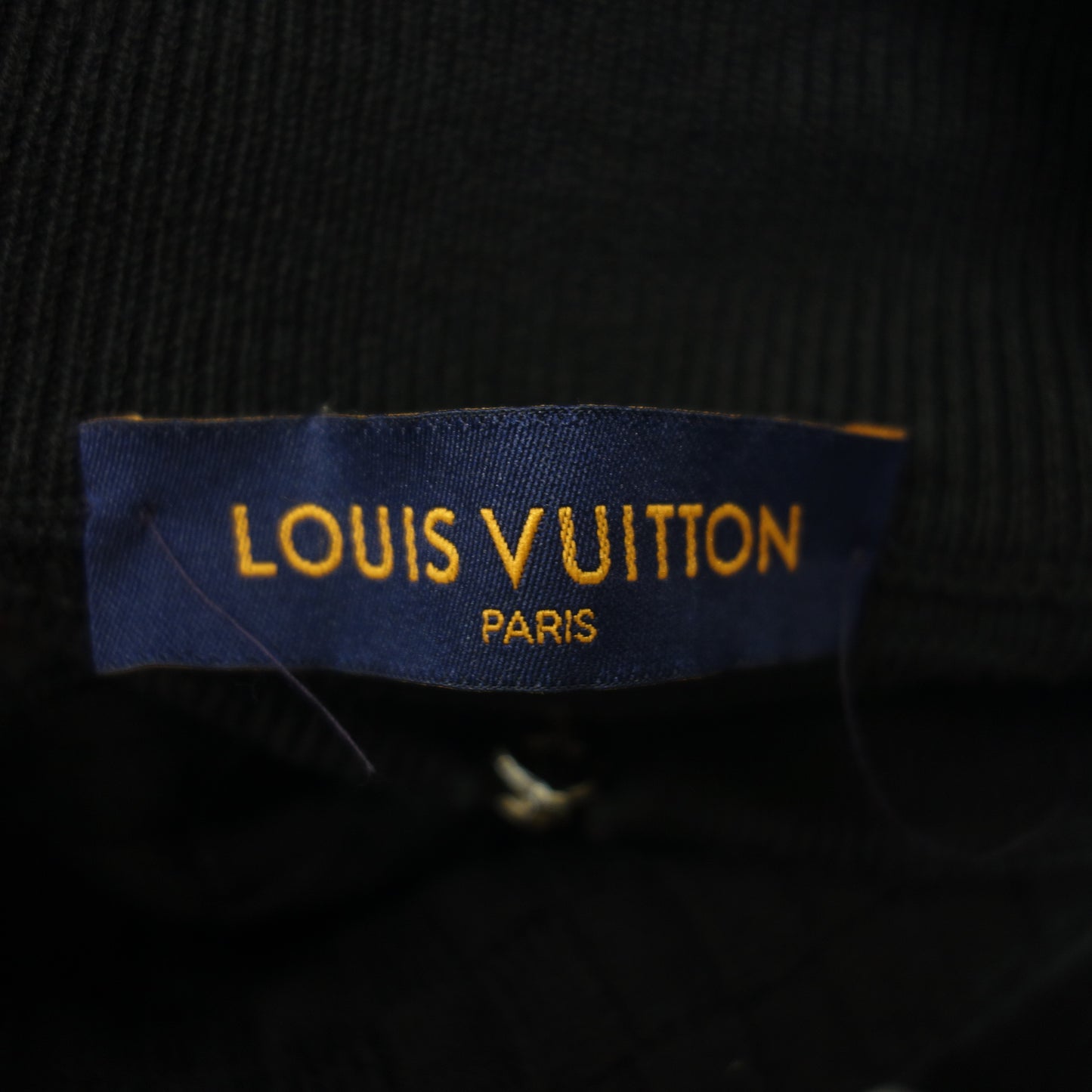 Used ◆Louis Vuitton Knit Jacket Zip Up Damier LV Leather Patch HBN46WF99 Size XS Men's Black LOUIS VUITTON [AFB30] 