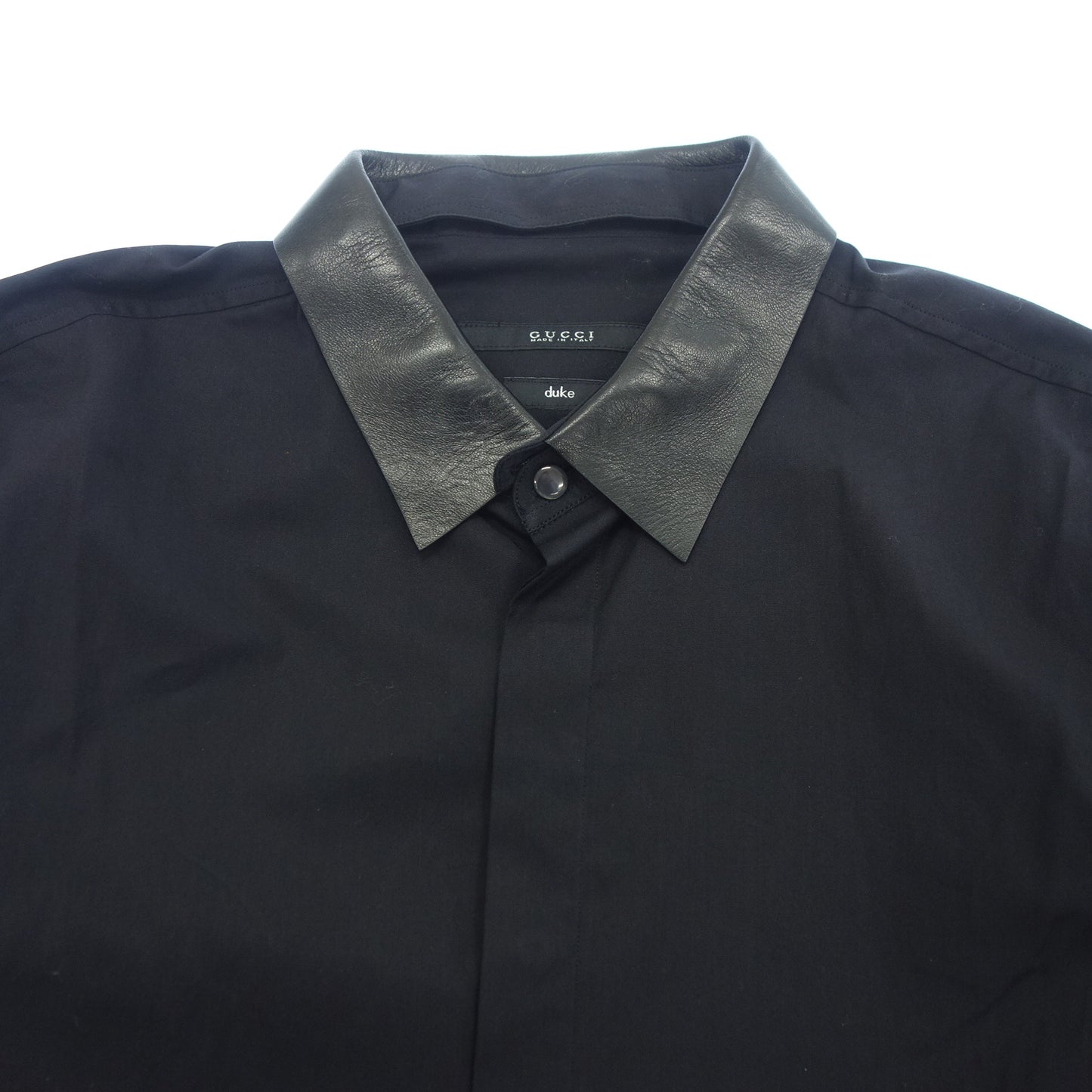 Gucci long sleeve shirt collar leather 357987 Men's Black 38 GUCCI [AFB52] [Used] 