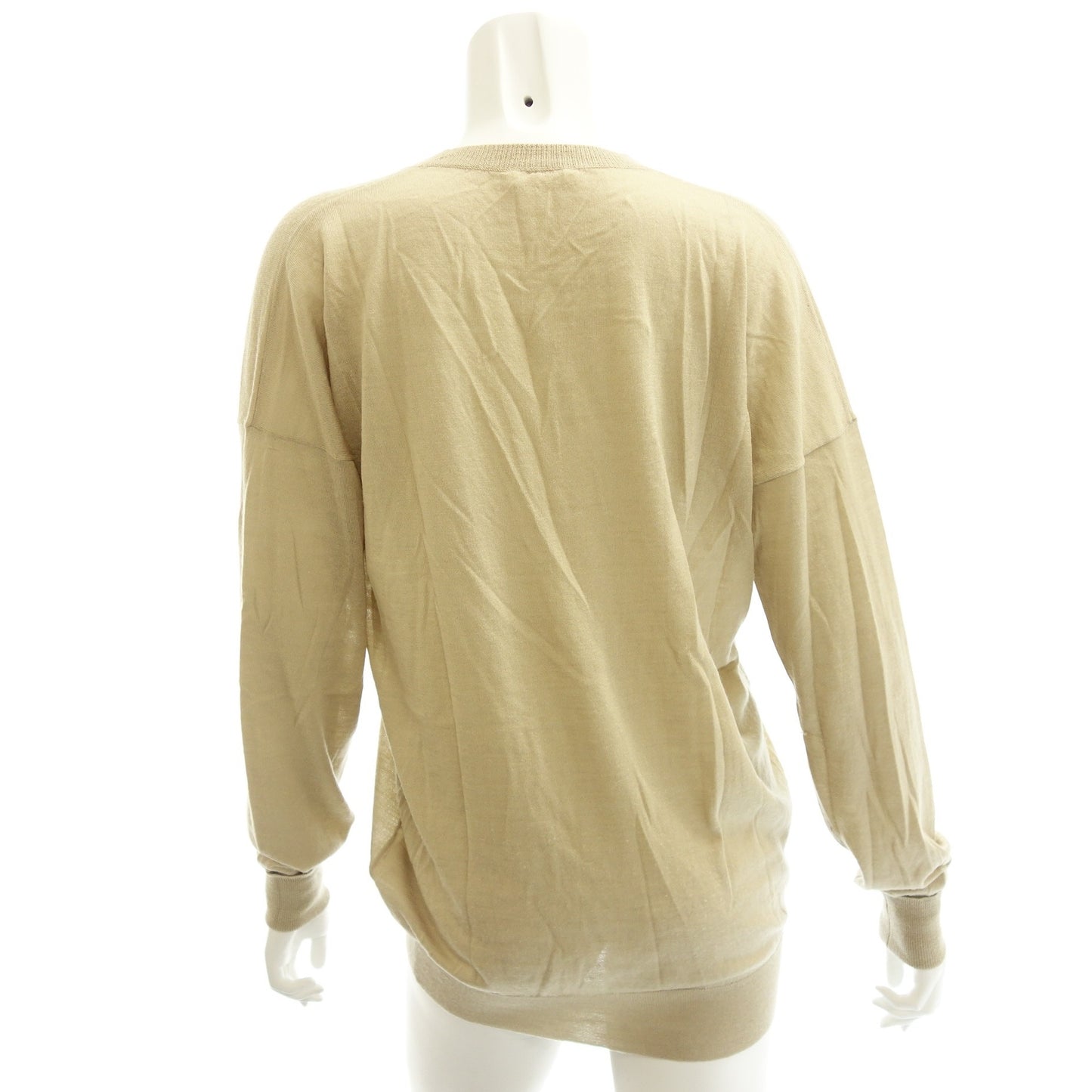 Used ◆Chloe Knit Sweater V-neck Long Sleeve Merino Wool Women's Beige Size M Chloe [AFB19] 