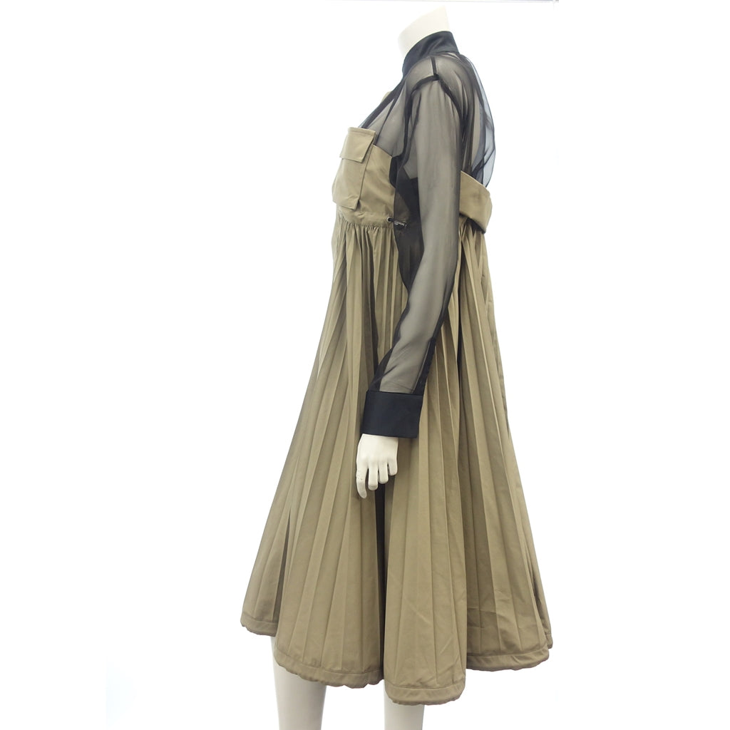 Good condition ◆ Sacai Dress Matte Taffeta Dress 23AW Polyester Women's Size 2 Khaki 23-06896 sacai [AFB45] 