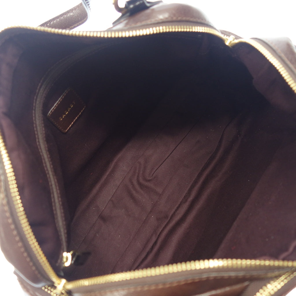 状况良好◆SAZABY 手提包手提包多口袋棕色金色硬件 SAZABY [AFE12] 