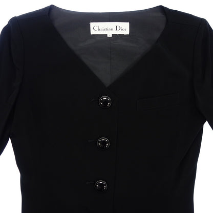 Very good condition ◆ Christian Dior button short tops jacket rayon ladies size 9 black Christian Dior [AFB5] 