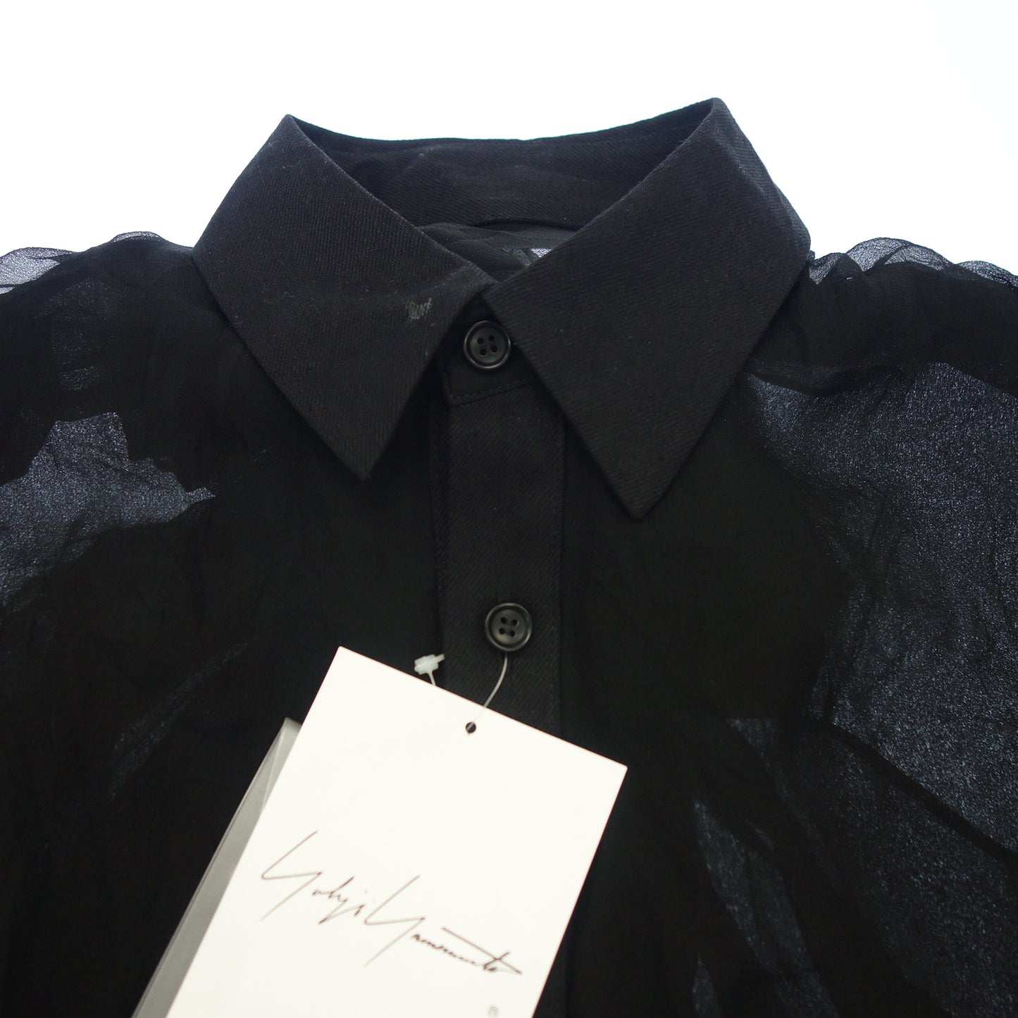 状况良好 ◆ Yohji Yamamoto 透明衬衫 FE-B07-809-1 丝绸女式黑色 1 码 Yohji Yamamoto [AFB34] 