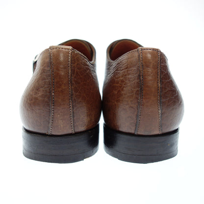 Santoni Straight Tip Double Monk Strap Grained Leather 7749 Men's 5 Brown santoni [AFC53] [Used] 