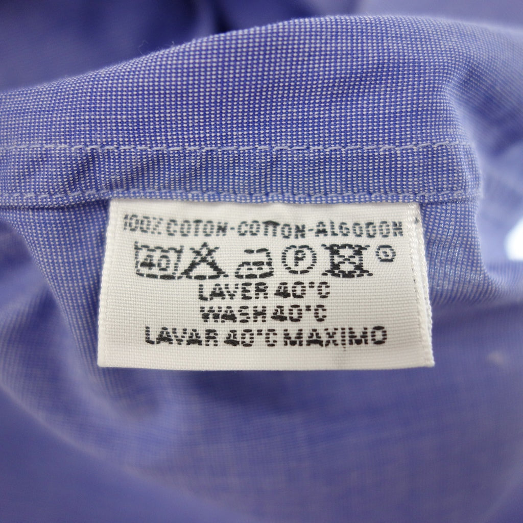 Very good condition◆Hermes long sleeve shirt cotton serie button men's size 39 blue HERMES [AFB37] 