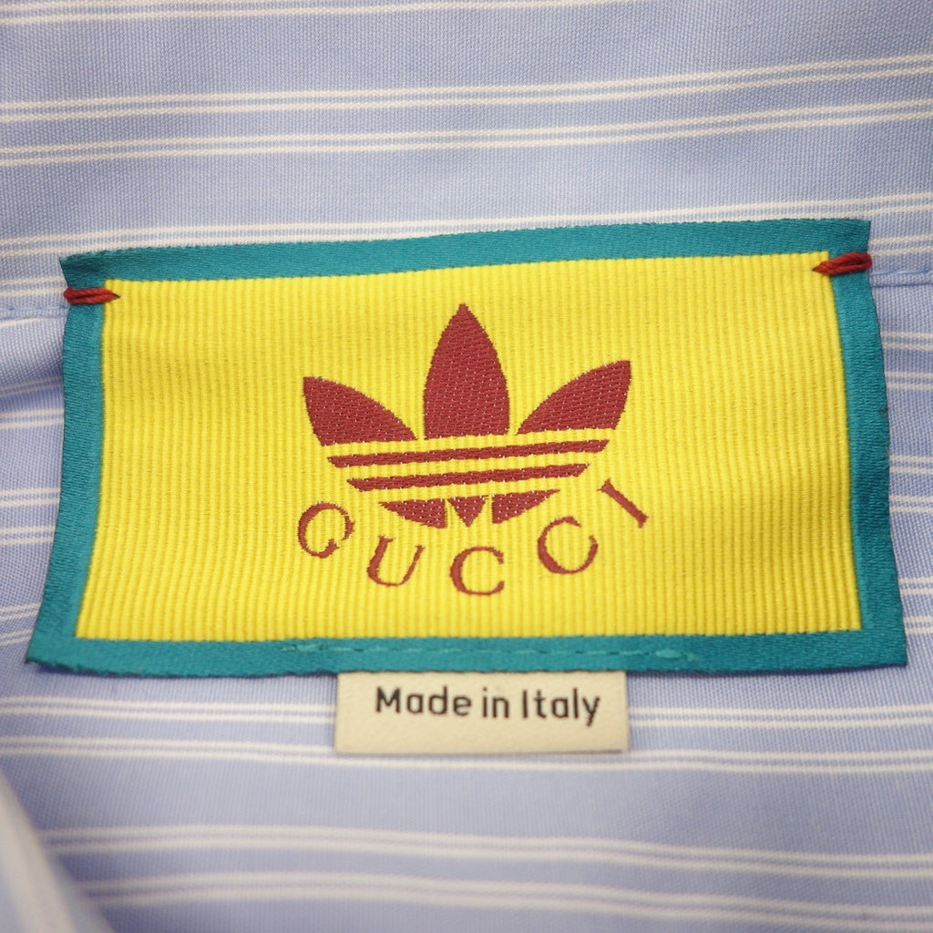 Good Condition ◆ Gucci x Adidas Shirt Cotton Striped Men's Blue Size 16 719889 GUCCI x ADIDAS [AFB50] 