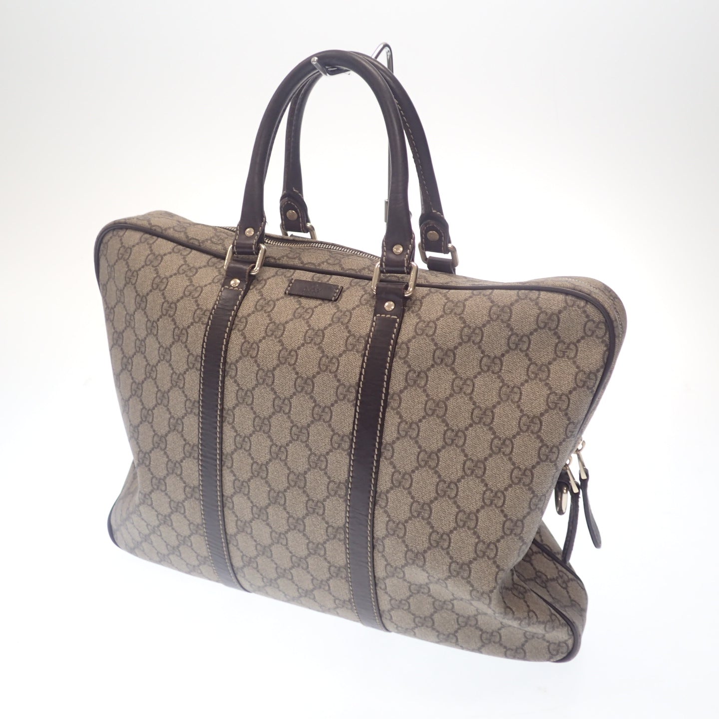 中古◆グッチ GGスプリーム ブリーフケース ビジネスバッグ 201480 ブラウン系 GUCCI【AFE12】