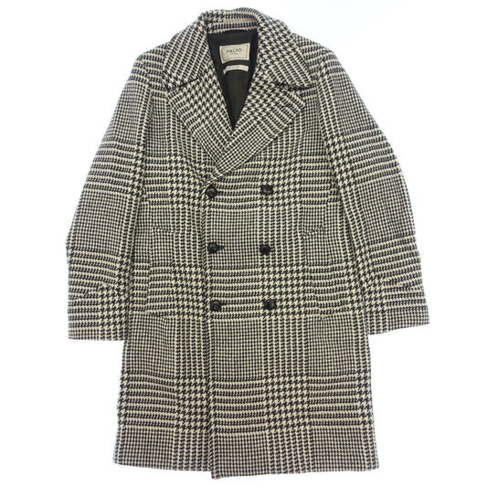 Very good condition◆PALTO Chester coat double houndstooth wool houndstooth pattern men's size 48 black x white PALTO [AFA15] 