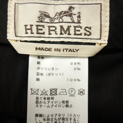 極美品◆エルメス コットンパンツ スラックス ストレッチ ブラック サイズ44 メンズ HERMES【AFB13】