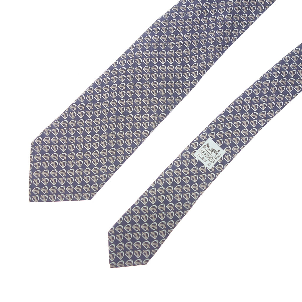 Good condition◆Hermes tie 606091 All-over pattern horse talk silk navy HERMES [AFI5] 