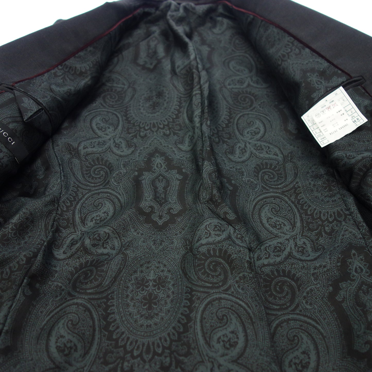 Good Condition ◆ Gucci 2B Jacket Lining Paisley Wool x Mohair 398949 Navy Size 44 Men's GUCCI [AFA8] 