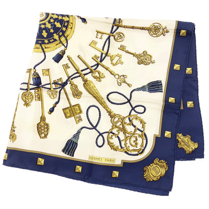 Hermes Scarf Carre 90 Silk LES CLES Key Navy HERMES [AFI20] [Used] 