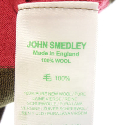状况非常好 ◆ JOHN SMEDLEY Polo 衫边框美利奴羊毛长袖男士粉色卡其色尺码 S JOHN SMEDLEY [AFB24] 