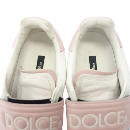 Good Condition◆Dolce &amp; Gabbana Leather Sneakers Velcro Logo Women's White x Pink Size 37 DOLCE &amp; GABBANA [AFC14] 