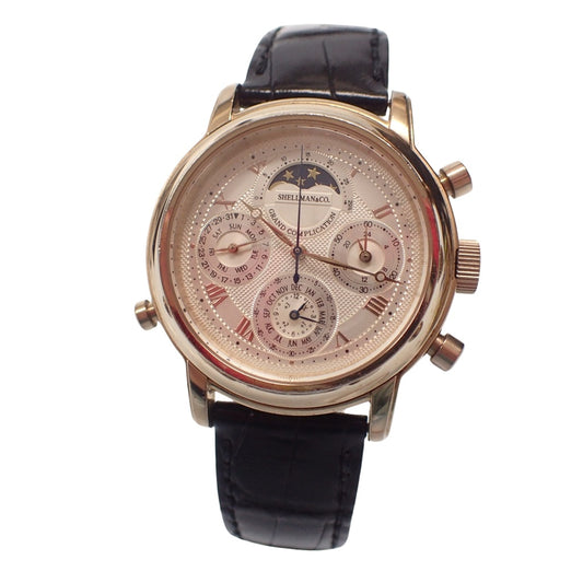 品相良好 ◆ SHELLMAN Grand Complication 手表 6771-T011179TA 三问表 石英 黑色 x 金色 SHELLMAN&amp;CO [AFI21] 