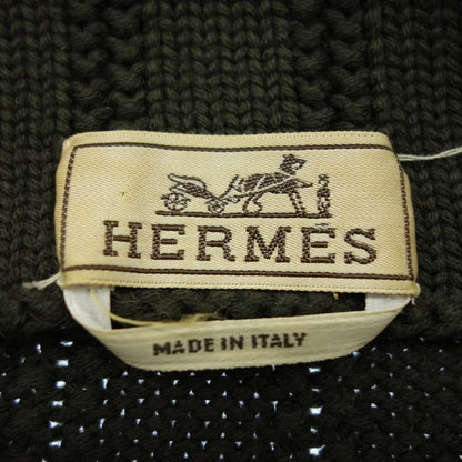 Good Condition◆Hermes Knit Sweater Zip Design Men's Khaki Size S HERMES [AFB17] 