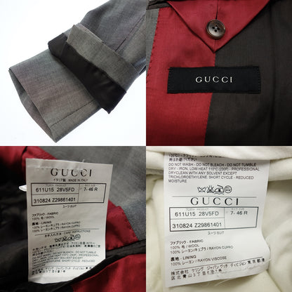 中古◆グッチ スーツセットアップ 2Bジャケット ウール グレー 310824 46 メンズ GUCCI【AFA22】