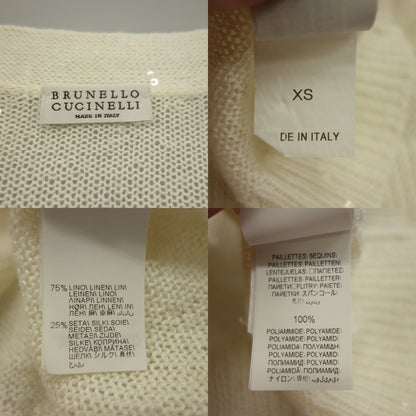 Good condition◆Brunello Cucinelli Knit Cardigan Sequin Silk Size XS Ladies White BRUNELLO CUCINELLI [AFB3] 