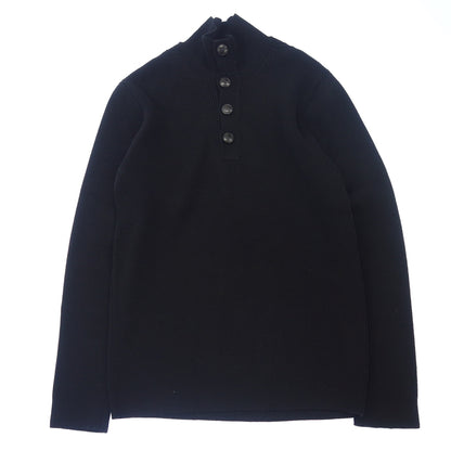Good Condition◆Louis Vuitton Knit Sweater Henley Neck Logo Button Men's Black M LOUIS VUITTON [AFB38] 