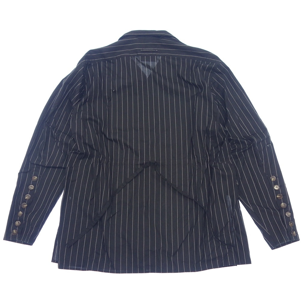 Good Condition◆JEAN PAUL GAULTIER Open Collar Shirt Vintage Striped Men's Black Cotton Size 48 JEAN PAUL GAULTIER [AFB6] 