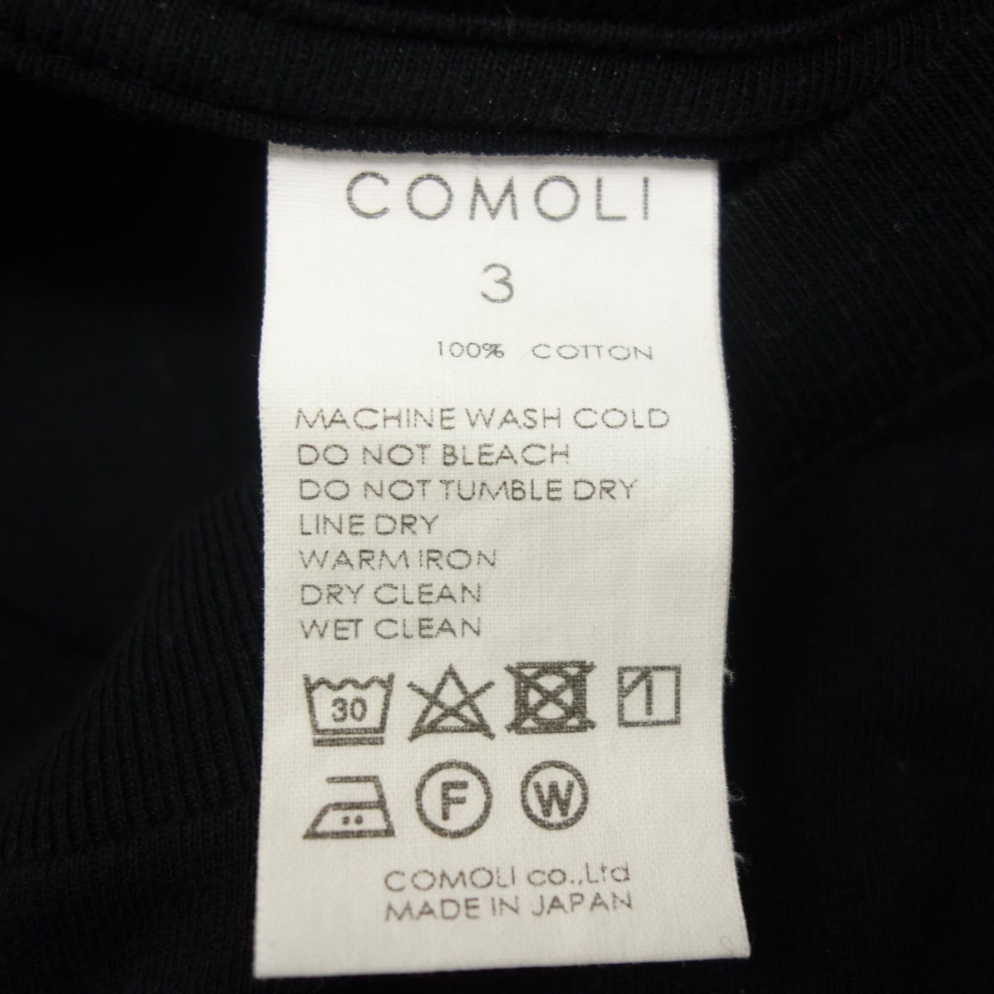 COMOLI SURPLUS T 恤 V01-05009 男士 黑色 3 COMOLI [AFB14] [二手] 