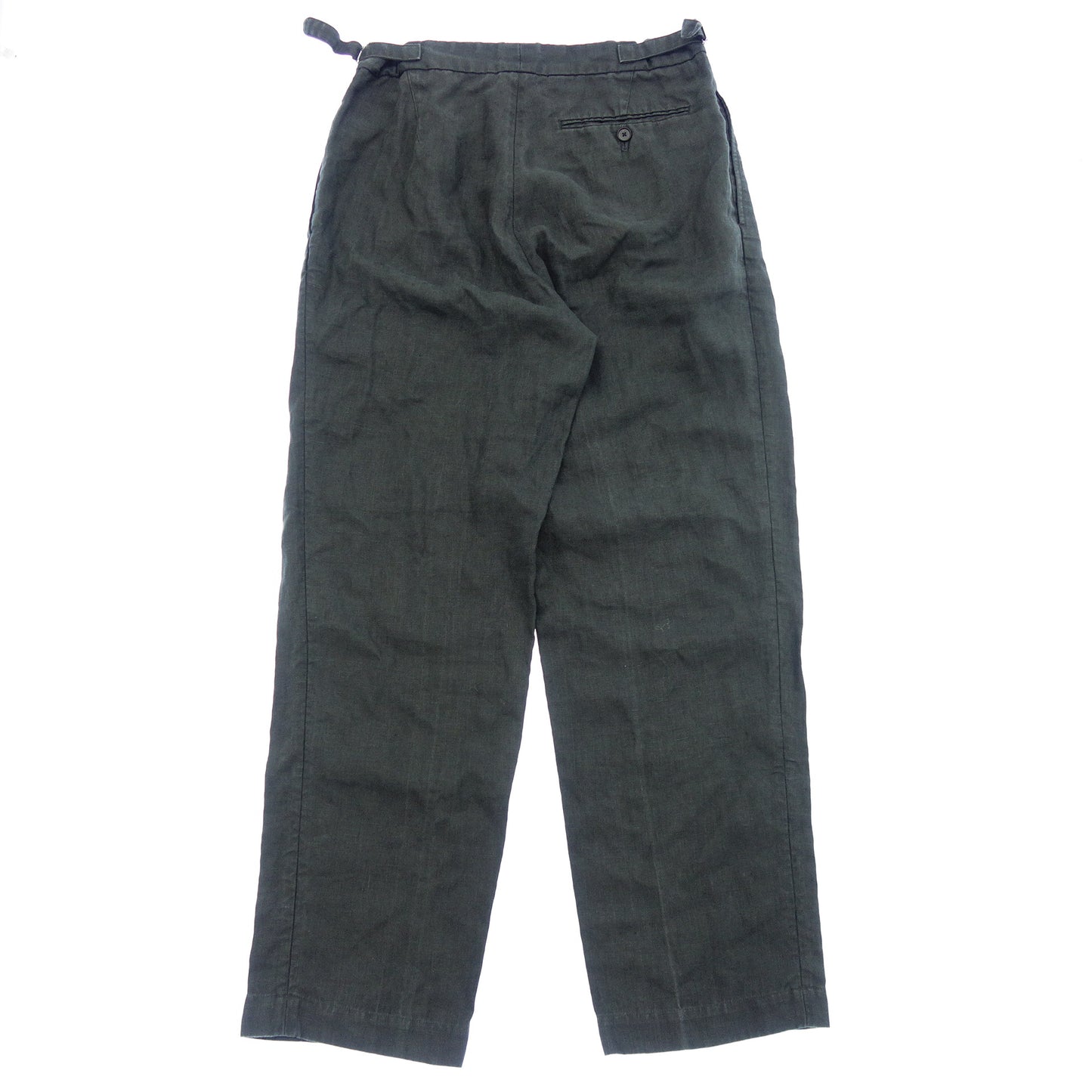 SHINYA Trousers Side Adjuster 100% Linen Men's Green Size 3 SHINYA [AFB51] [Used] 