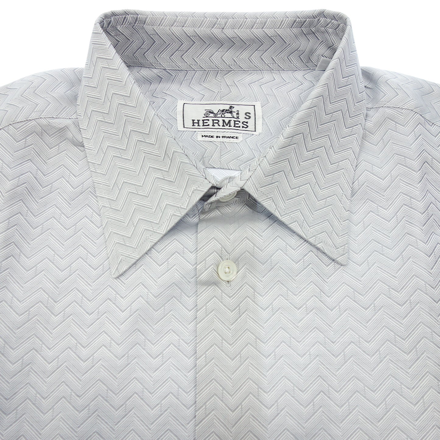 Good Condition◆Hermes Long Sleeve Shirt Serie Button All Over Pattern Size 42 Men's Gray HERMES [AFB38] 