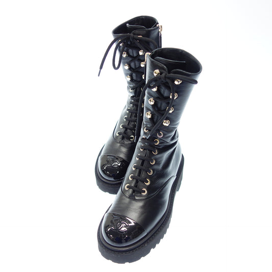 Good condition◆CHANEL boots side zip here mark crumple G38217 ladies black size 37 CHANEL [AFC19] 