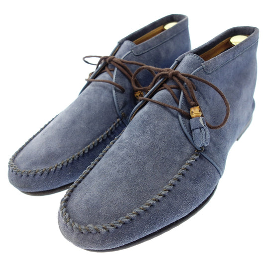 Good condition ◆ Gucci leather shoes chukka boots moccasins suede men's blue size 6.5 Gucci [LA] 
