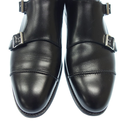 Good condition ◆ Sanyo Yamacho Leather Shoes Double Monk Genshiro Men's Black Size 6.5 [LA] 